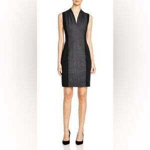 Elie Tahari Amabel Colorblock Dress Sleeveless Work Sheath Black Grey Sz 6